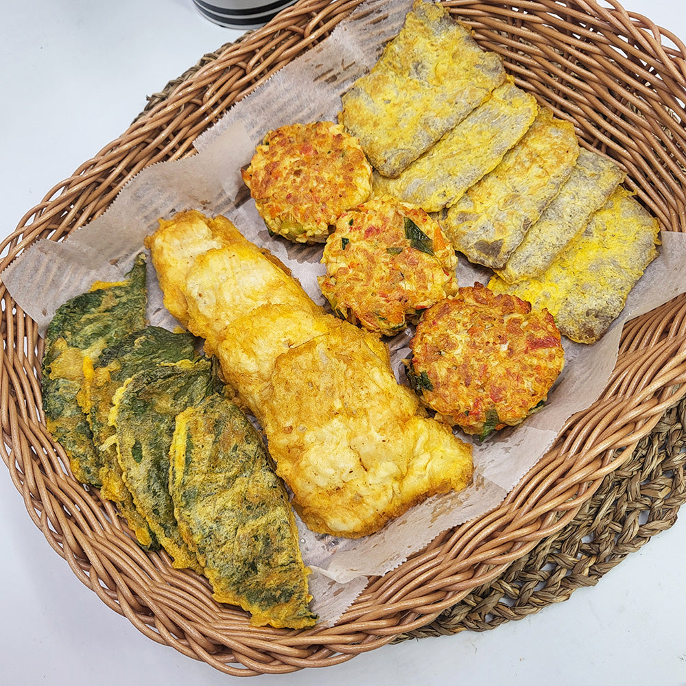 Korean assorted pancake set (jeon) – 4 varieties handmade served and plated | Banchan365