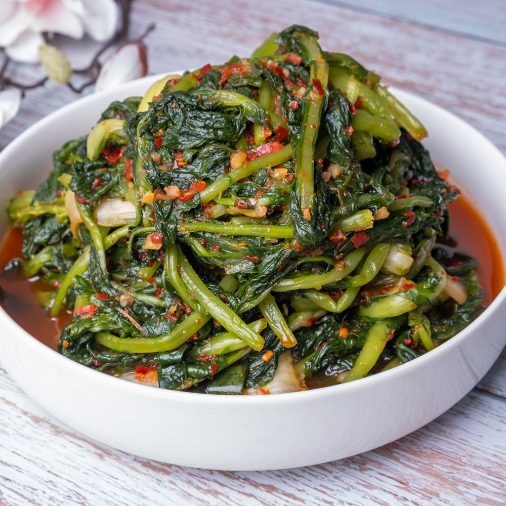 Close-up view of Yeolmu-kimchi (Korean young summer radish kimchi) | Banchan365
