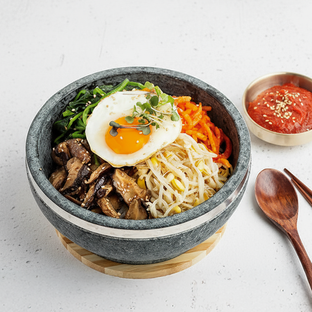 Close-up view of Bibimbap namul (4 Korean seasoned vegetables for mixed rice) – 2-3 servings | Banchan365