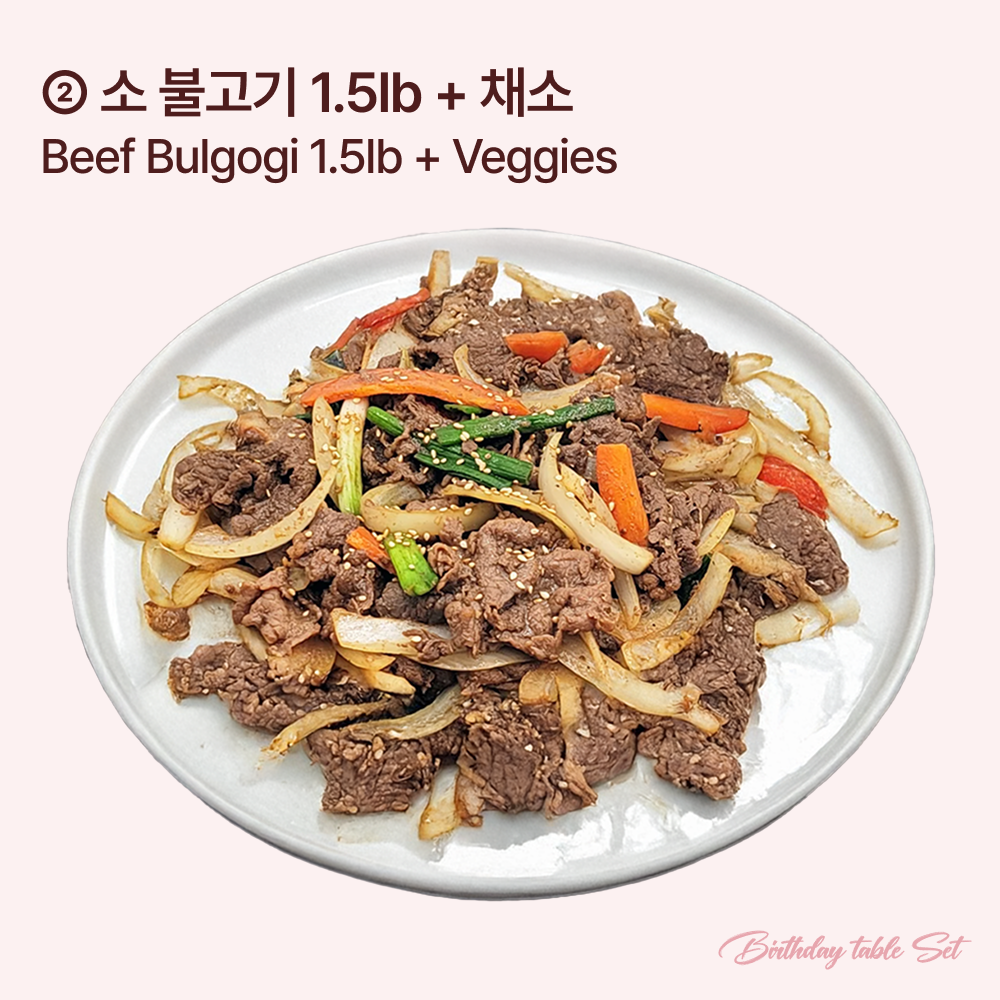 Korean birthday table set – galbi-jjim, japchae, miyeok-guk full meal served and plated | Banchan365