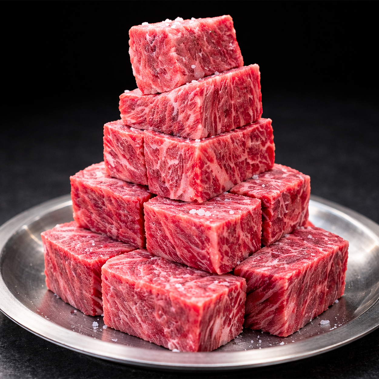 Cubed prime short rib (kkakdugi kkotsal) – 1 lb premium cut served and plated | Banchan365