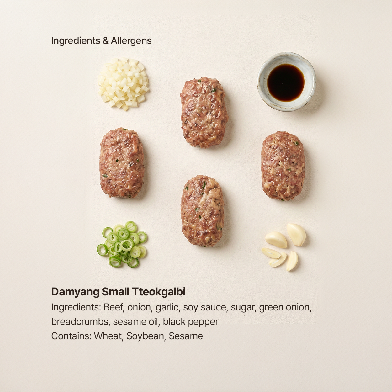 Ingredients for Damyang-style mini Korean tteokgalbi patties | Banchan365