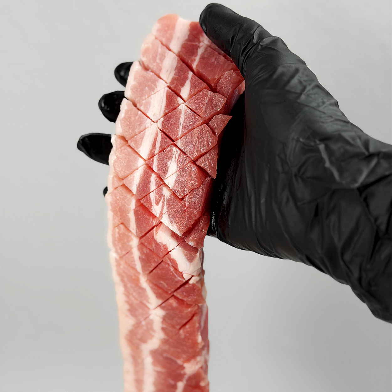 Close-up view of Berkshire samgyeopsal (Korean knife-cut pork belly) – 1.5 lb thick cut | Banchan365