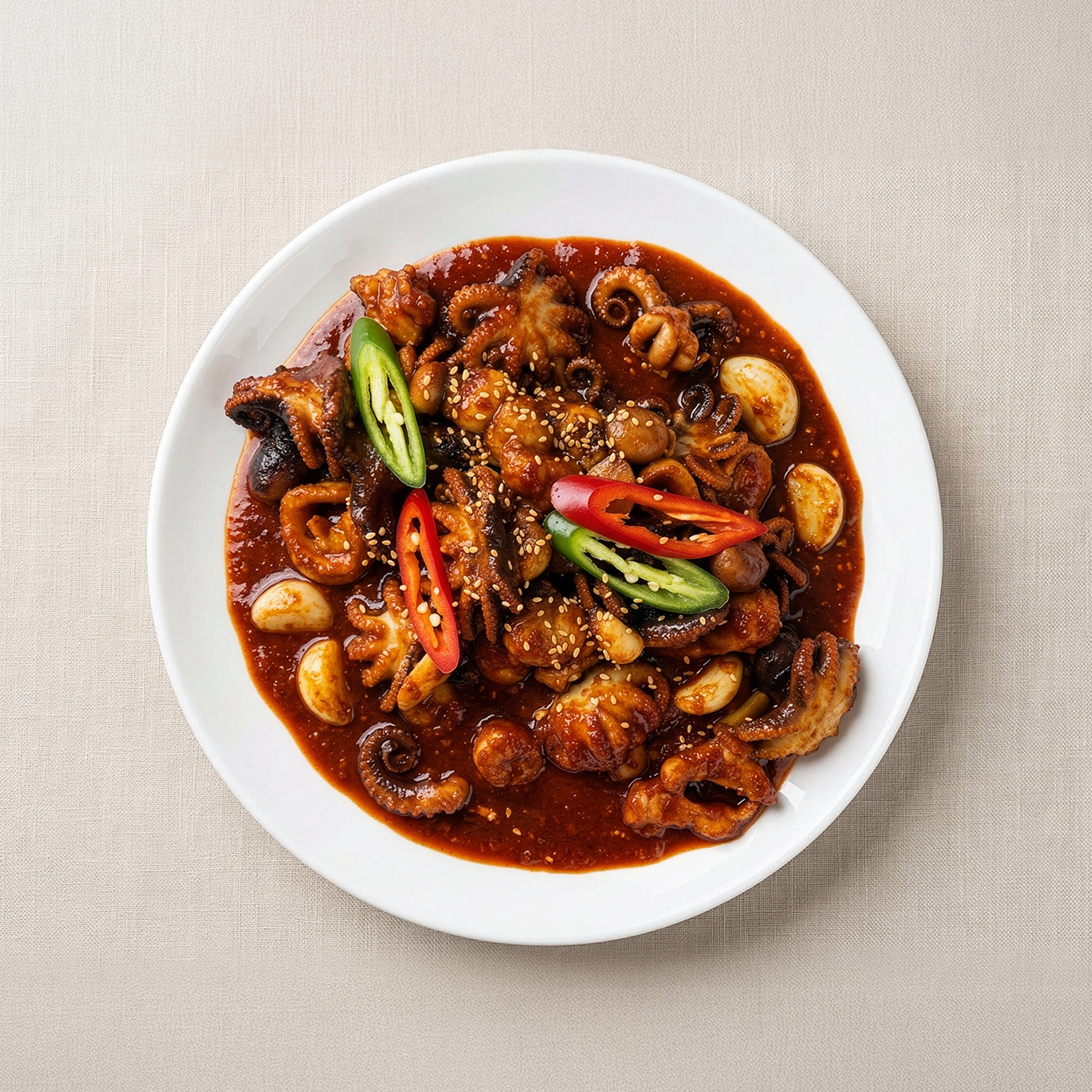 Close-up: Mugyo-dong nakji-bokkeum (Korean spicy octopus with bean sprout soup) | Banchan365
