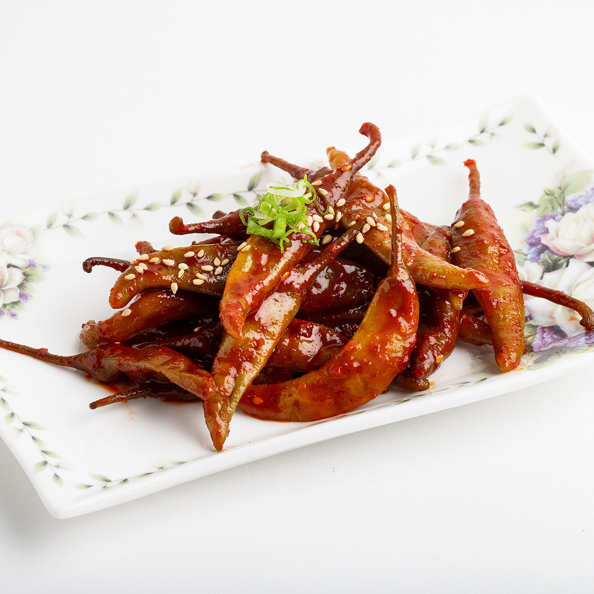Gochu-jangajji (Korean pickled chili pepper) – small family size served and plated | Banchan365