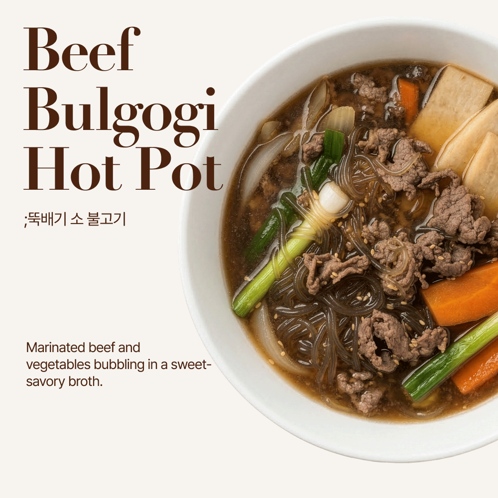 Ttukbaegi bulgogi, Korean beef hot pot menu item card | Banchan365