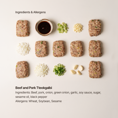 Ingredients for Songjeong-style Korean beef and pork tteokgalbi | Banchan365