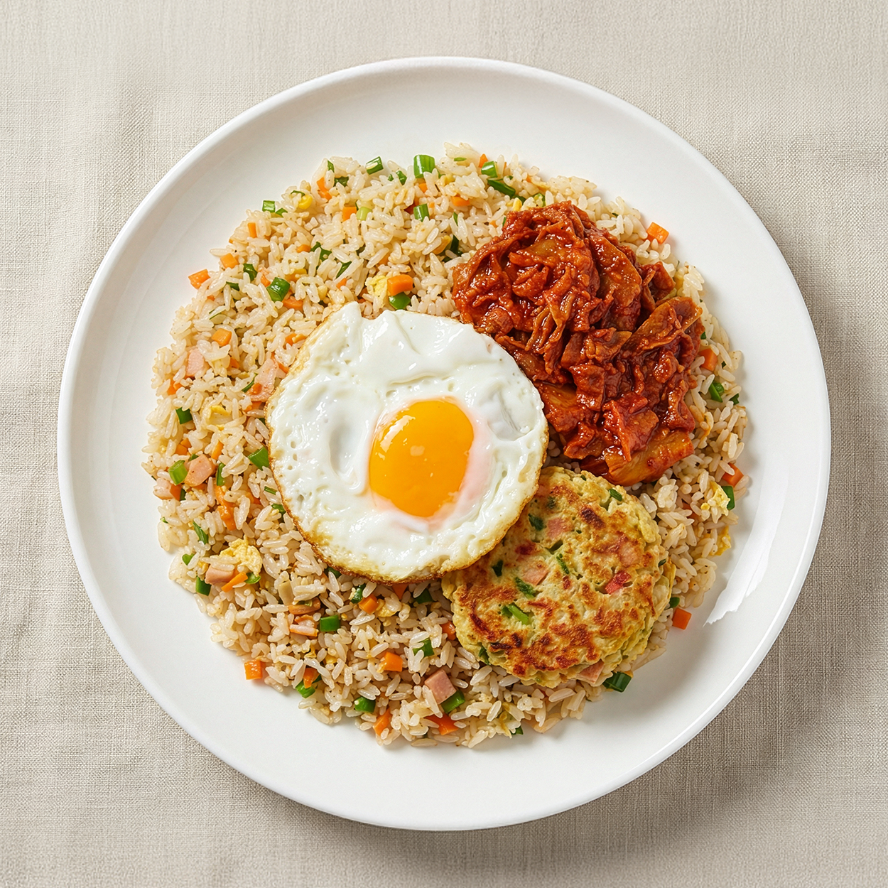 Close-up view of Korean chicken vegetable fried rice frozen lunchbox | Banchan365