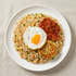 Close-up view of Korean chicken vegetable fried rice frozen lunchbox | Banchan365