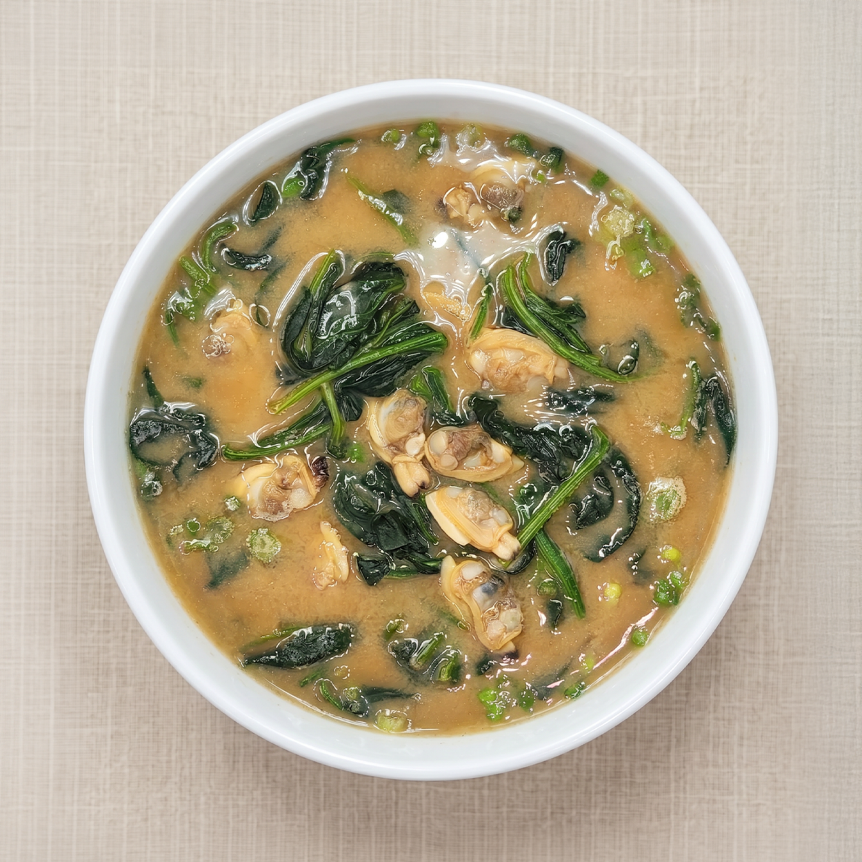 Clam and Spinach Soybean Paste Soup