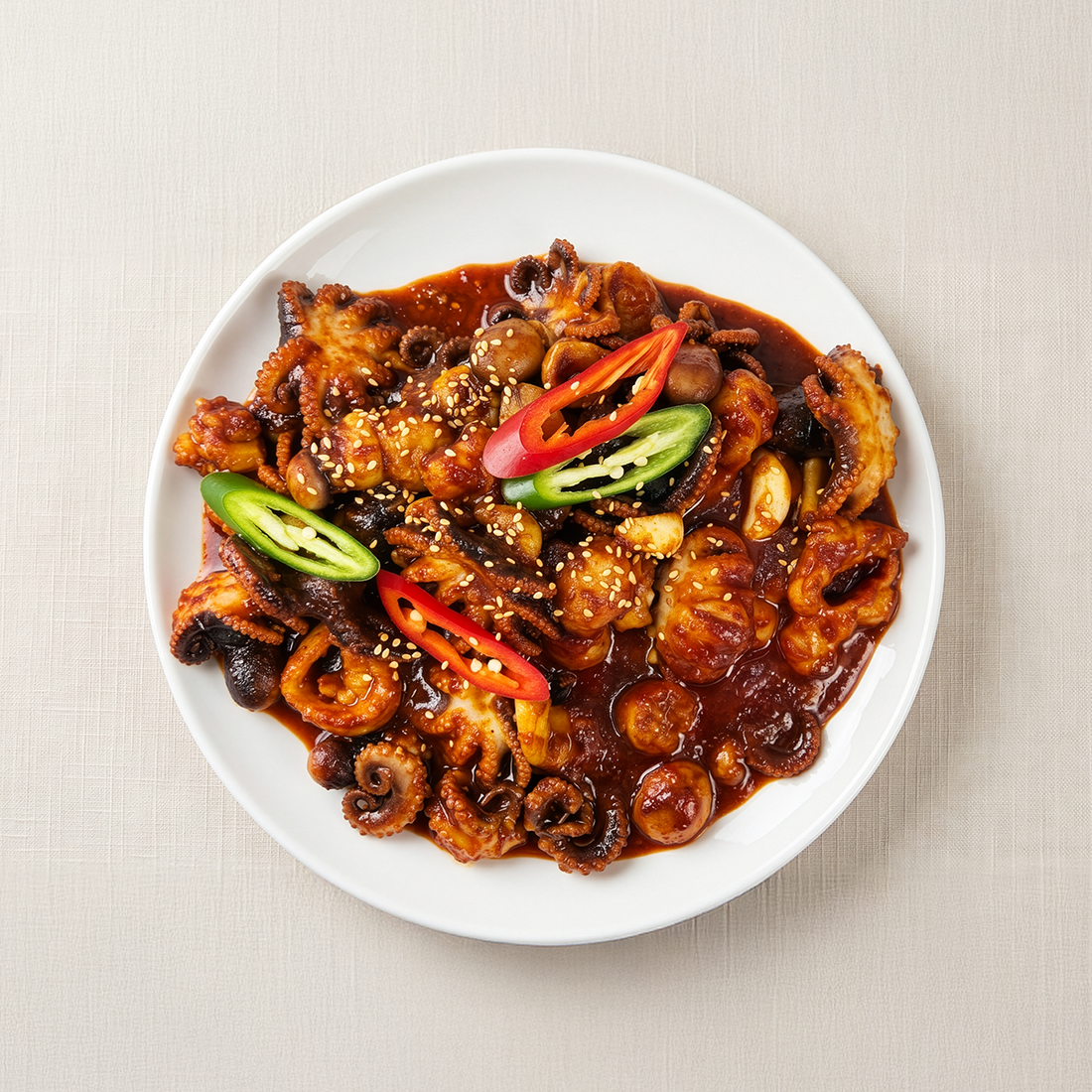 Maneul jjukkumi daechang-bokkeum (Korean garlic baby octopus and beef intestine stir-fry) | Banchan365
