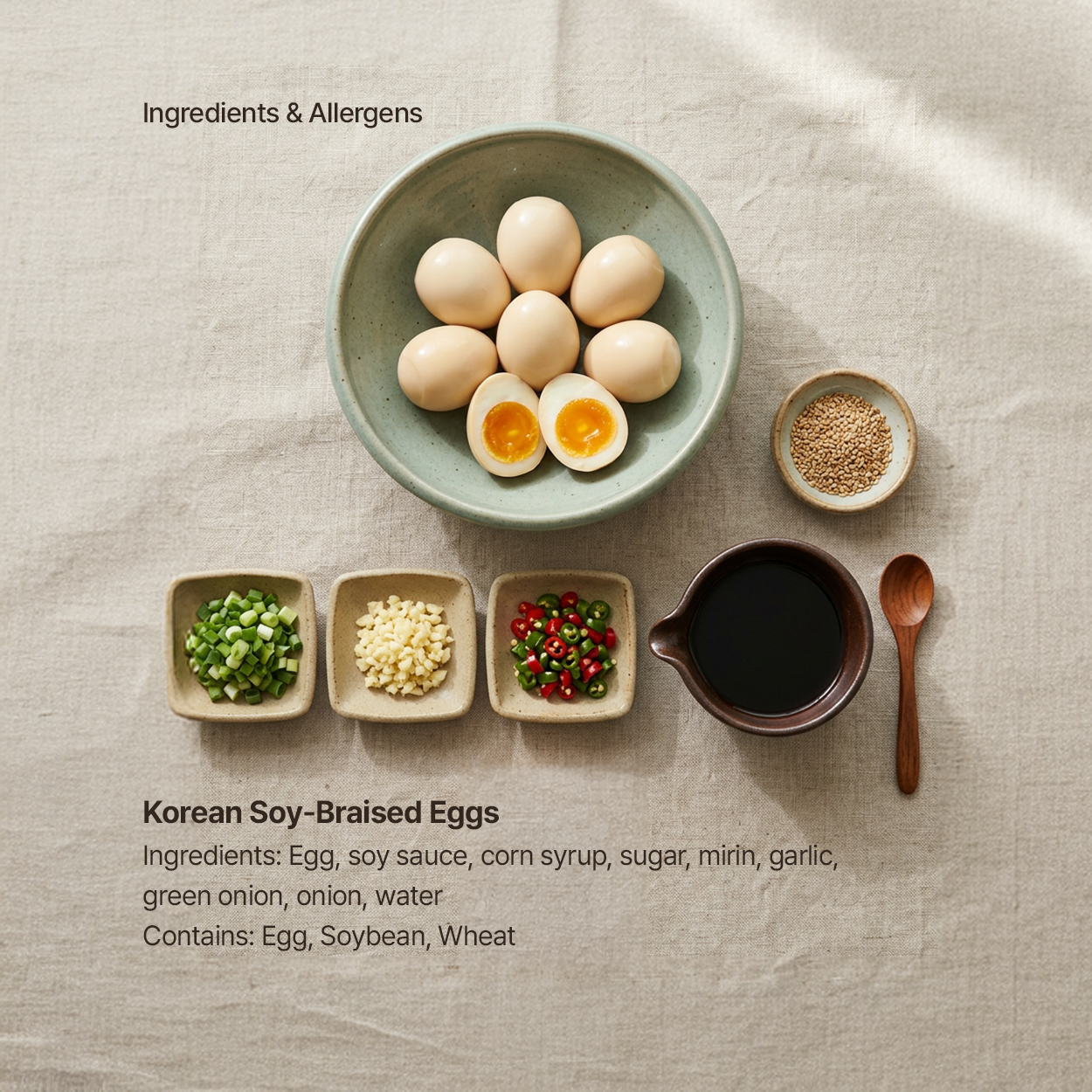 Ingredients for Korean soy-braised eggs | Banchan365