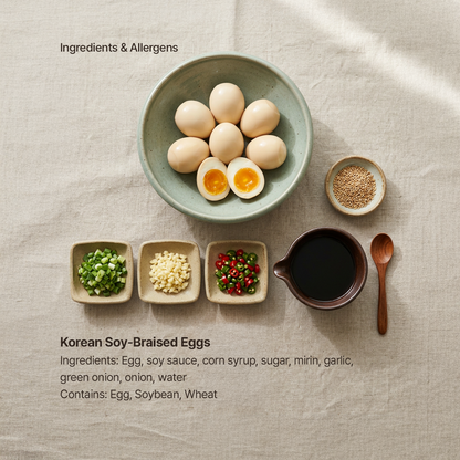 Ingredients for Korean soy-braised eggs | Banchan365