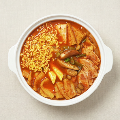 Budae-jjigae (Korean army base stew) – spicy with sausage and ham | Banchan365