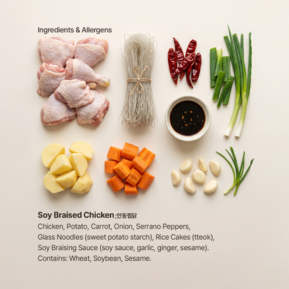 Ingredients for Andong jjimdak, Korean soy-braised chicken | Banchan365