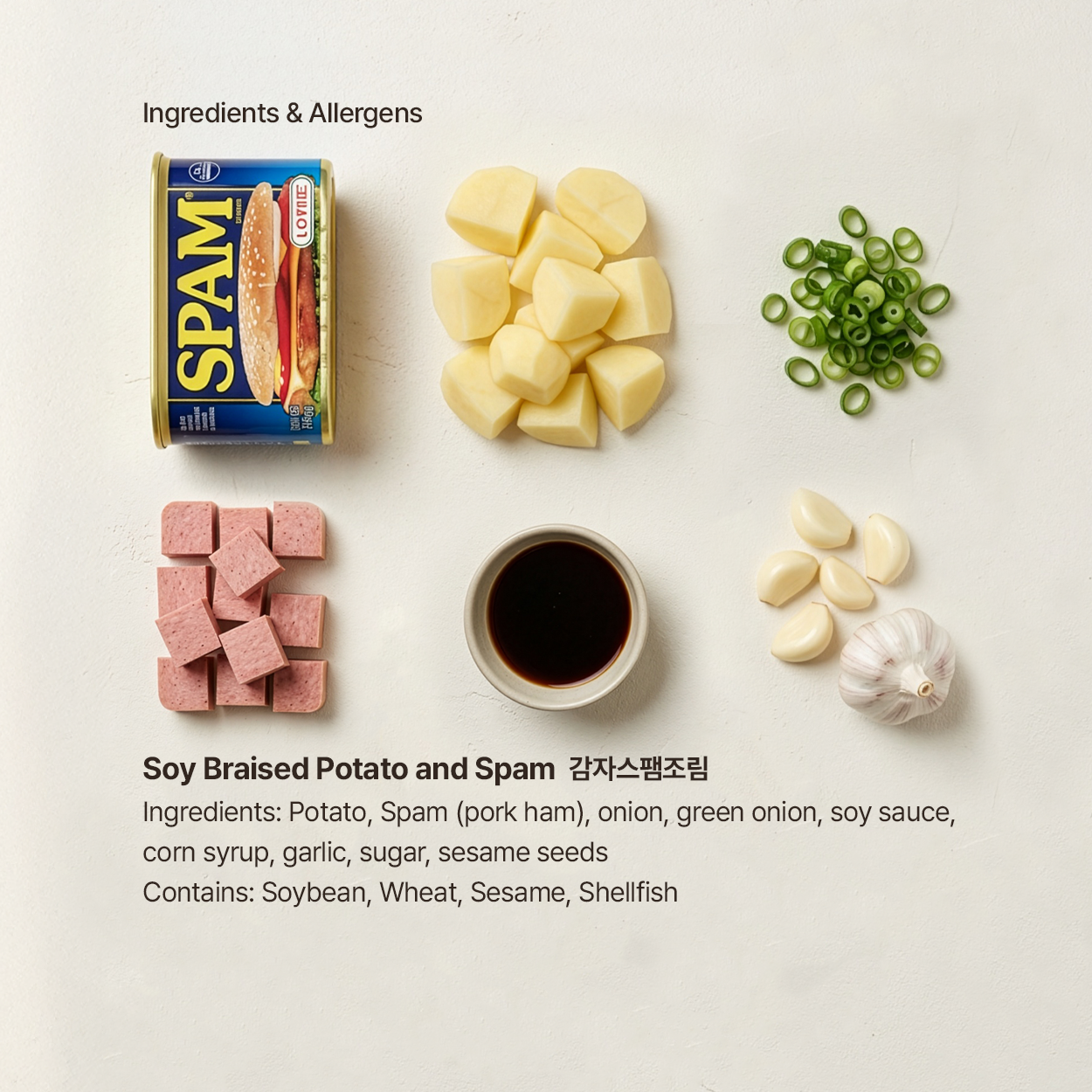 Gamja-jorim – Soy-Braised Potato &amp; Spam