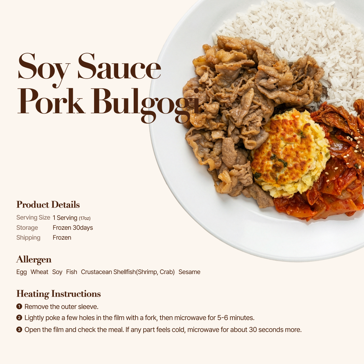 detail info of Korean soy sauce pork bulgogi frozen lunchbox | Banchan365