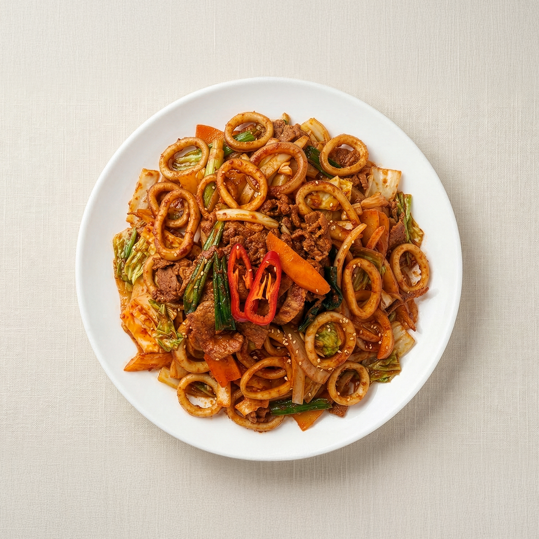 Ojingeo-bokkeum (Korean spicy stir-fried squid) – 1.5 lb | Banchan365