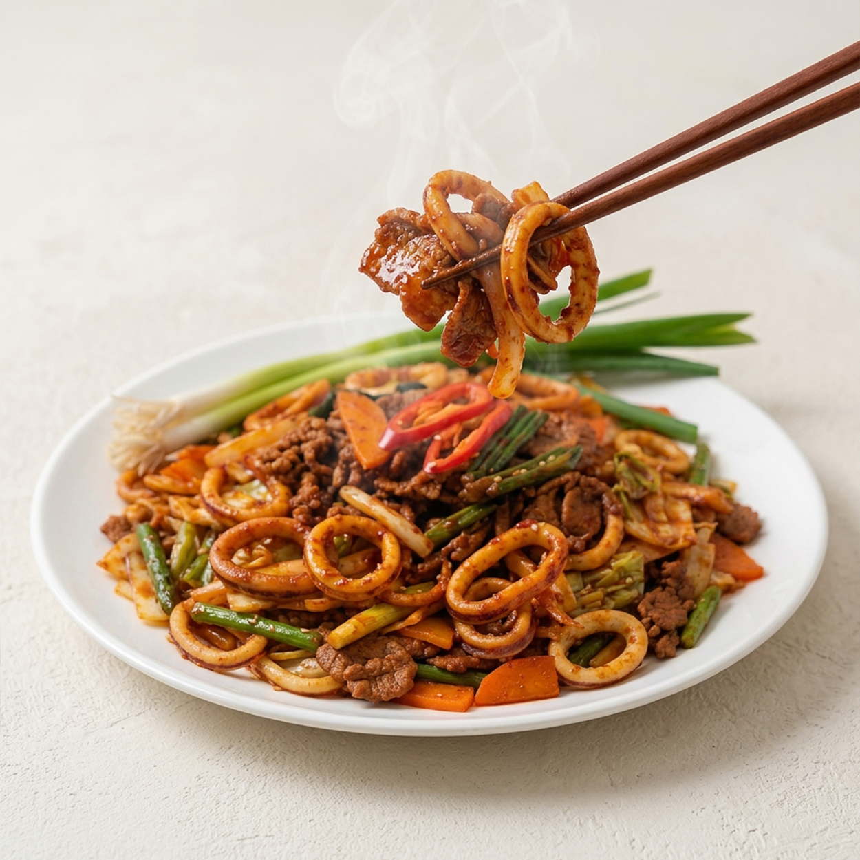 Ojingeo samgyeopsal-bokkeum – Korean squid and pork belly stir-fry, fully cooked | Banchan365